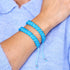 Aquamarine | Silver | Cheshire Glass Double Macrame Bracelet